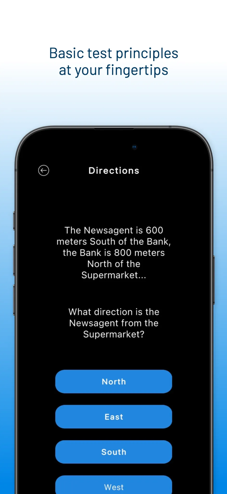 CBAT Ready – Directions task with options